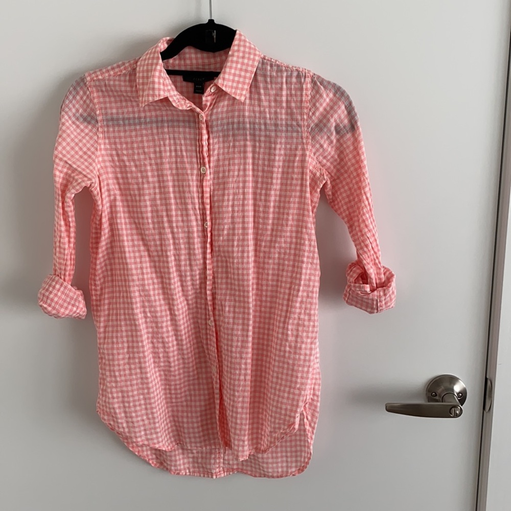 J. crew pink gingham button down